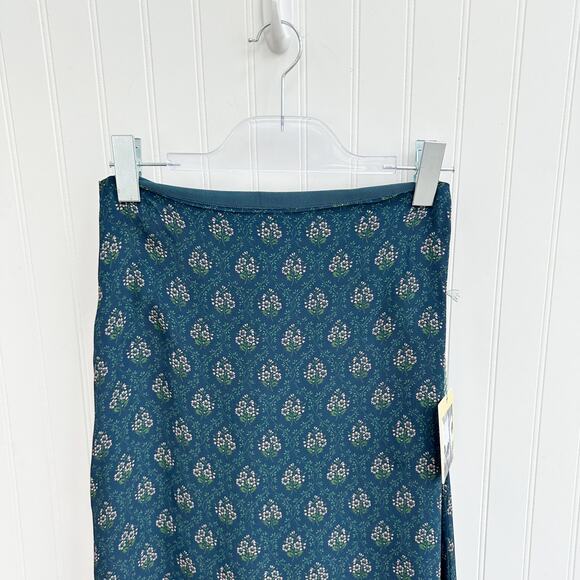 Trovata Birds of Paradis Demi Skirt Coastal Mosaic Green Midi Slip 4 - Picture 6 of 10
